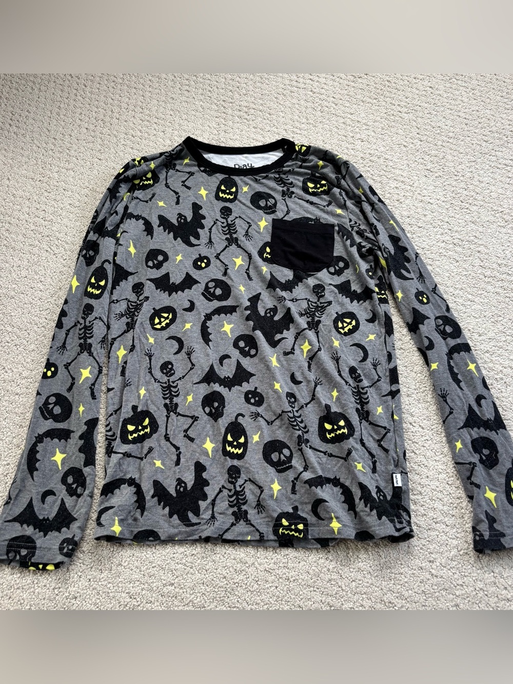 Little sleepies' Halloween Skeleton & Pumpkin Long Sleeve bamboo Shirt